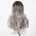 Back view of straight grey wig with realistic hairline