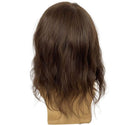 Back view of virgin human hair toupee showing full coverage and length