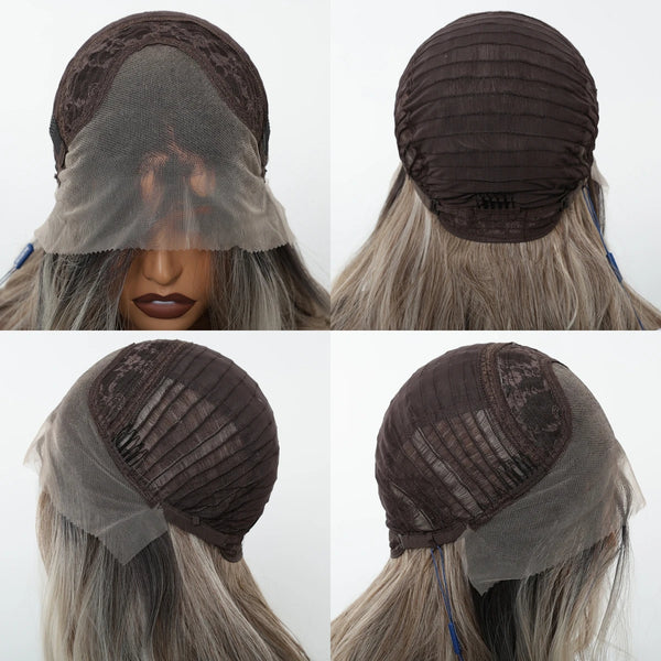 Brown hair cap with mesh front on a mannequin head against a white background