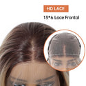 Close-up of HD lace front wig with detailed lace pattern