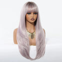 Close-up of pastel purple synthetic wig fibres