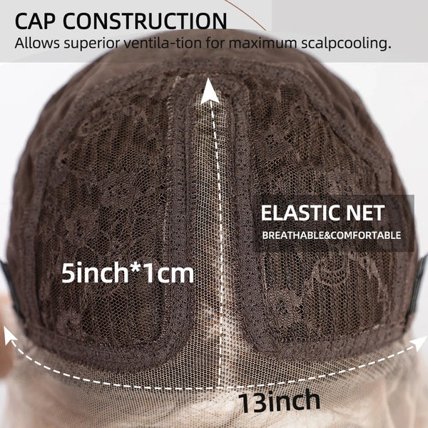 Elastic net cap construction with measurements and text on a white background