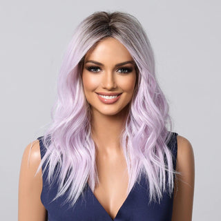 Purple synthetic wig for cosplay and festival wear