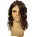 Realistic dark brown human hair system for men on mannequin head