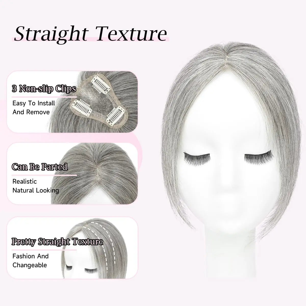 10 Inch Grey Hair Topper