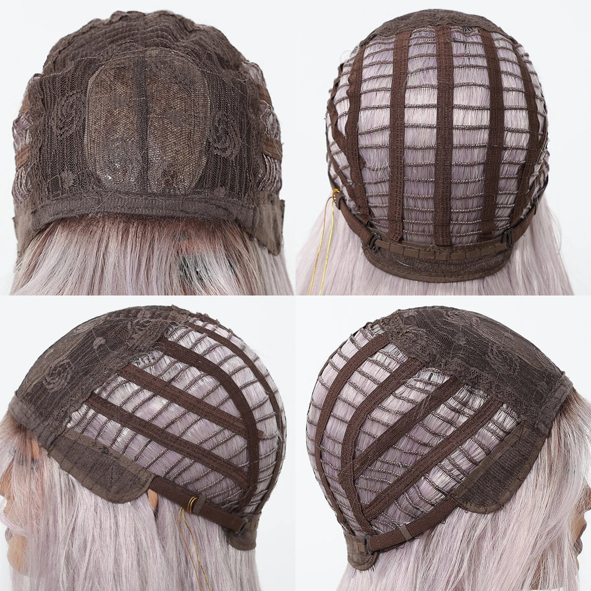 Adjustable wig cap inside pastel purple wig