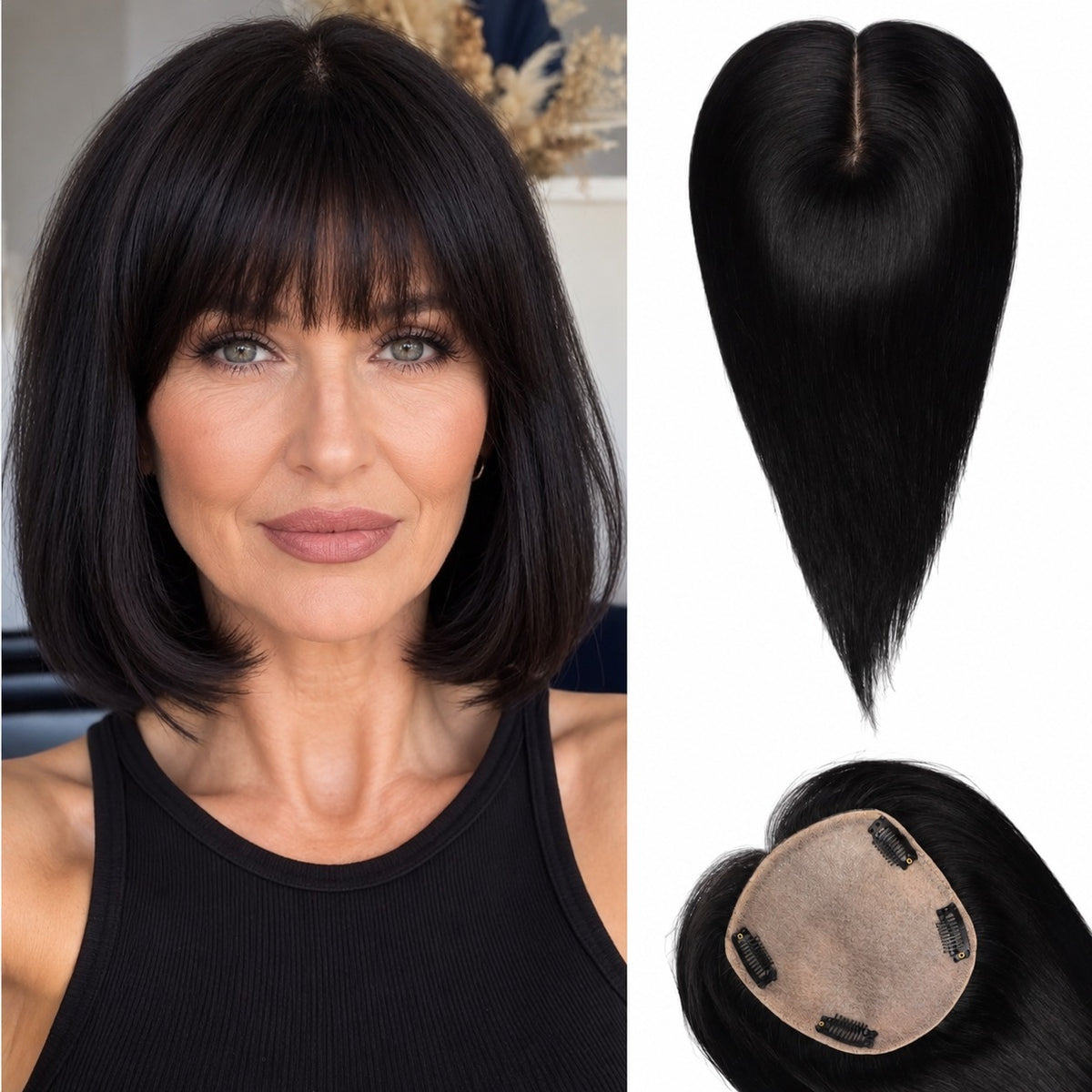 Affordable_Hair_Toppers_UK_Black_With_Bangs