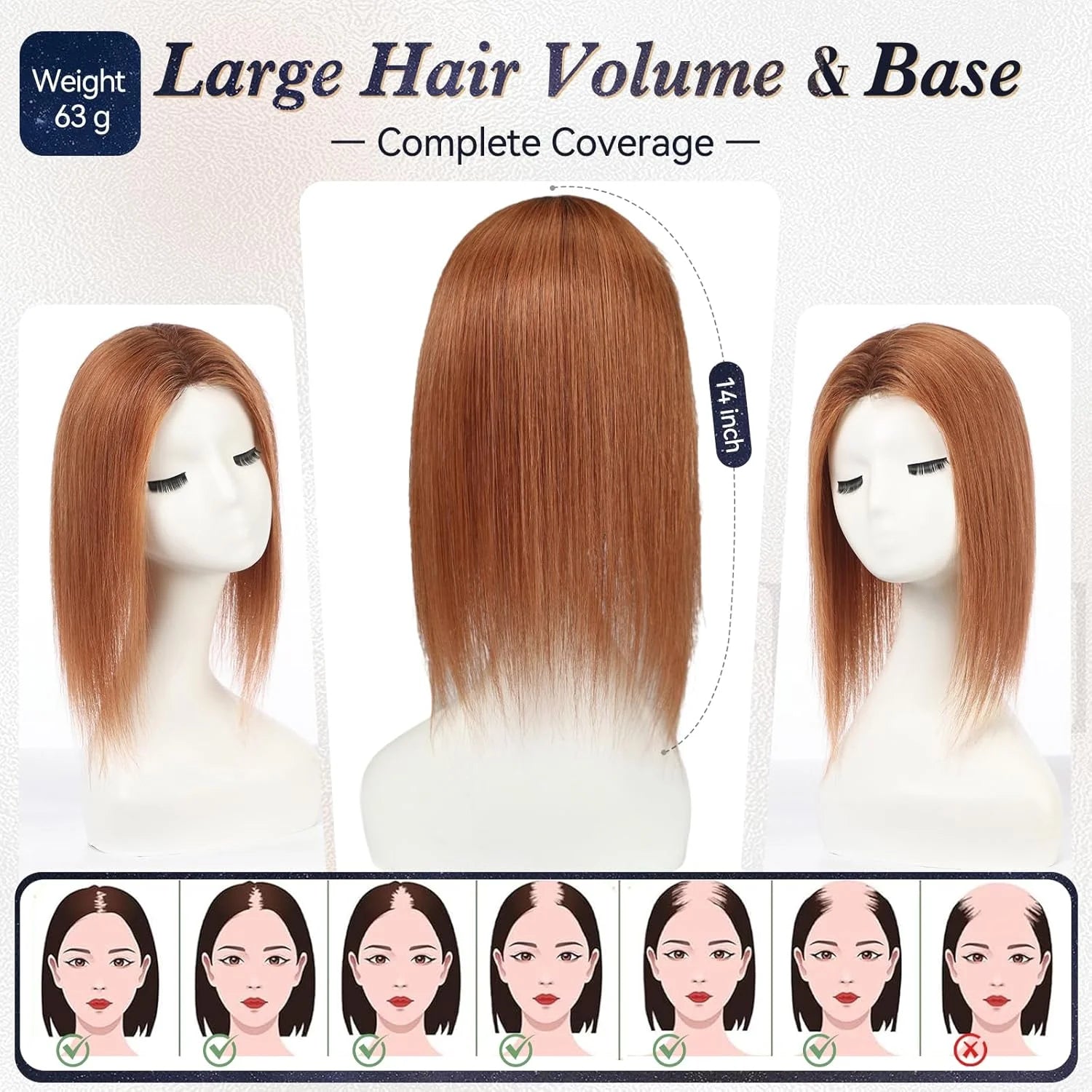 Auburn Hair Toppers Large Base