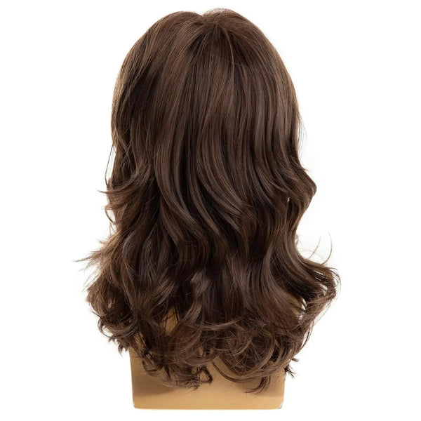 Back view of short brown men’s wig showing natural crown shape