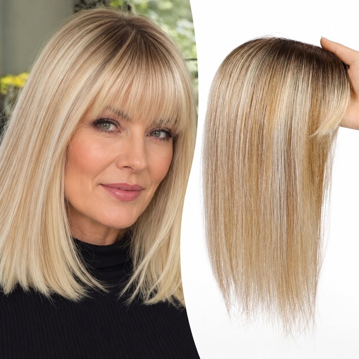 Best Human Hair Toppers UK Ombre Blonde With Bangs