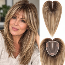 Best_Human_Hair_Toppers_UK_Ombre_Dark_Blonde_With_Bangs