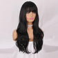 Black Wavy Wig with Fringe