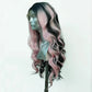 Black Wig with Pink Highlights