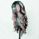 Black Wig with Pink Highlights