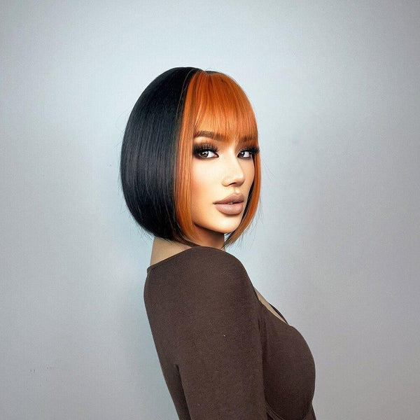 Black and Orange Bob Wig