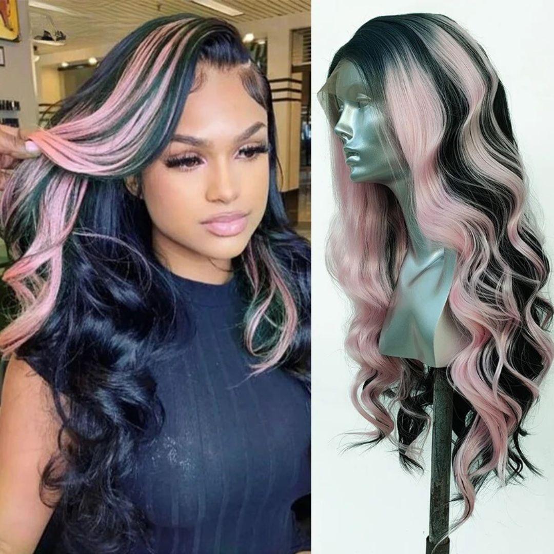 Black and Pink Wig