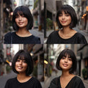 Black straight wig for everyday wear or professional styling