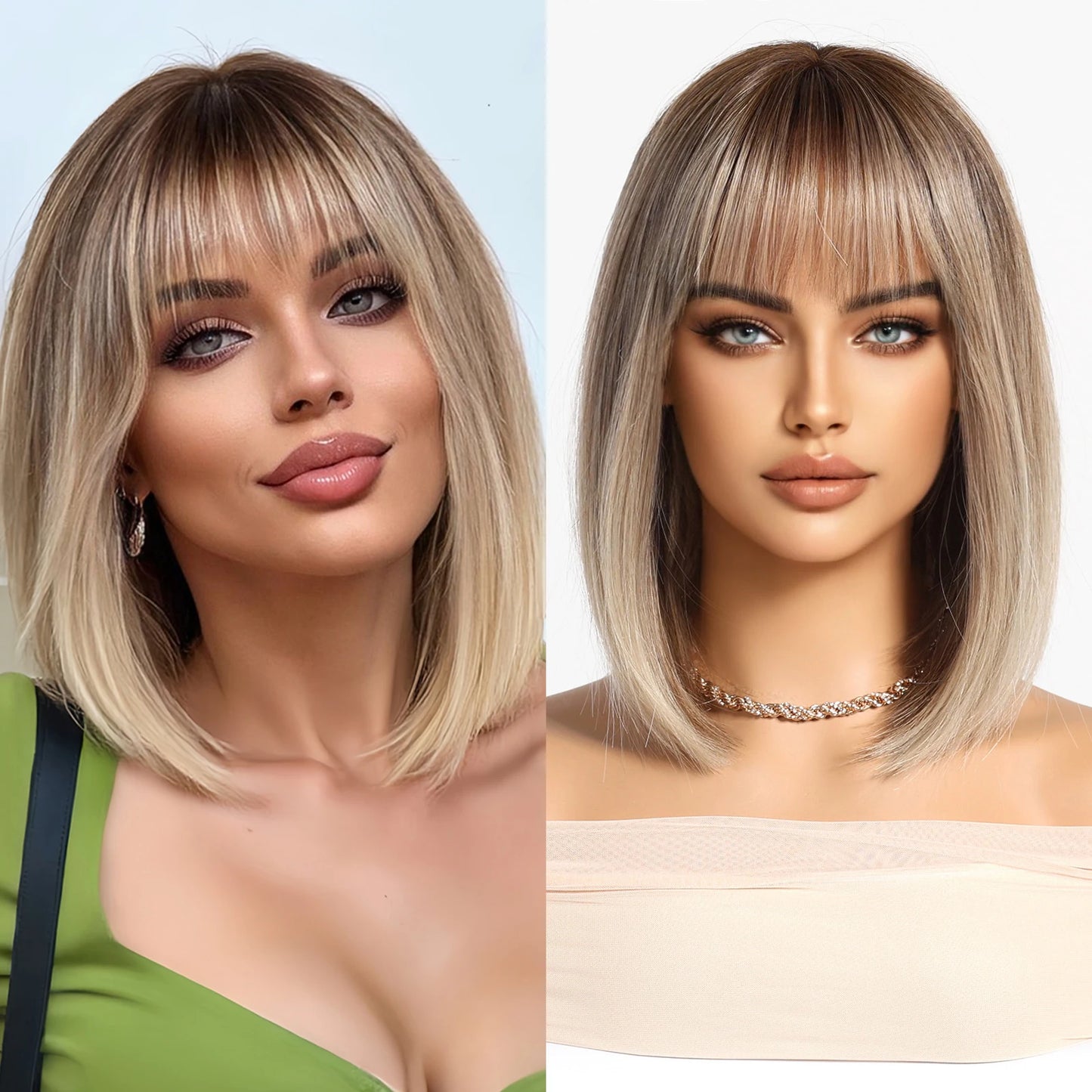 Blonde Bob Wig with Fringe