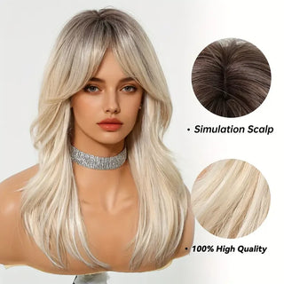 Blonde Fashion Wig with Fringe on Mannequin – Front View