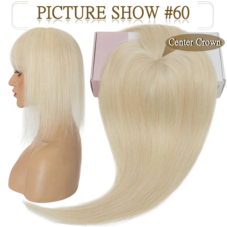 Blonde Hair Topper Human Hair Centre Parting