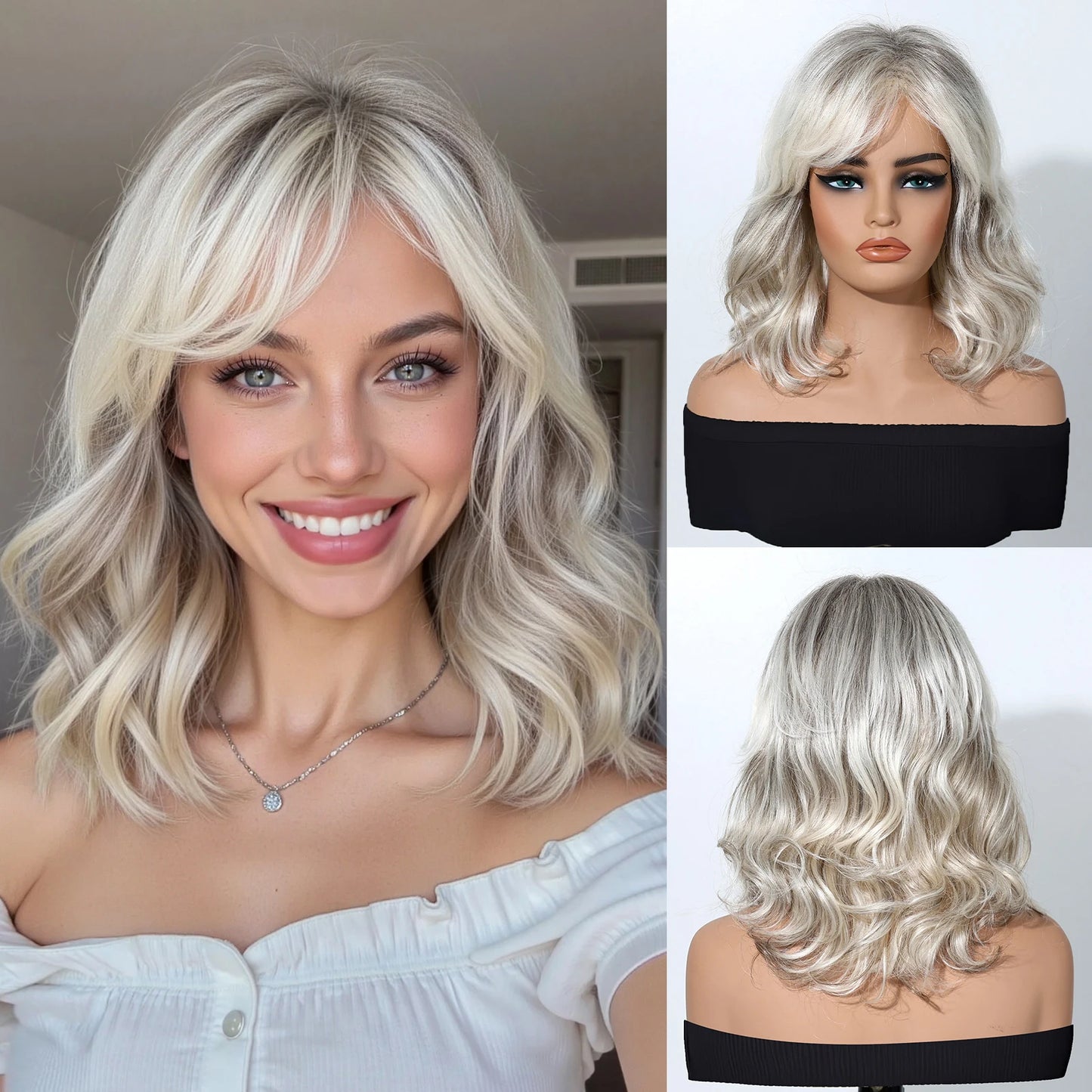 Blonde Human Hair Blend Wig