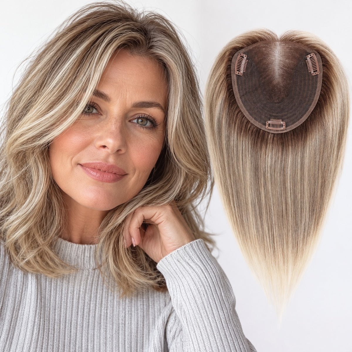 Blonde Human Hair Topper
