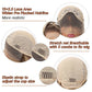 Wig cap with lace area, stretch net, and elastic strap features on a white background.