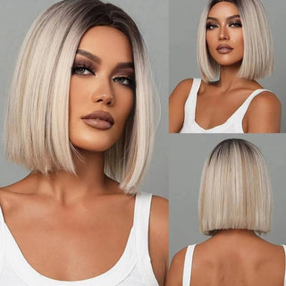 Blonde Wig with Bob Cut Styled for Office Wear