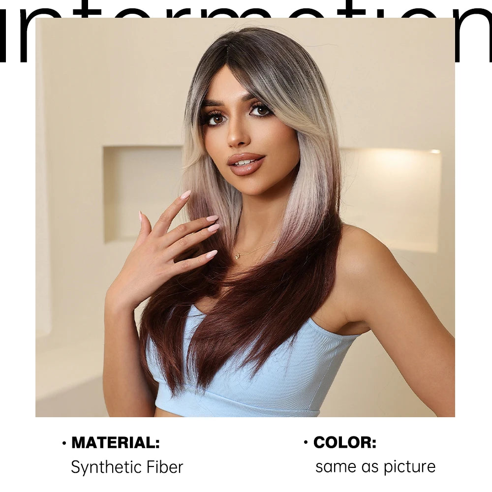 Blonde and Red Heat-Resistant Wig – Styled on Model