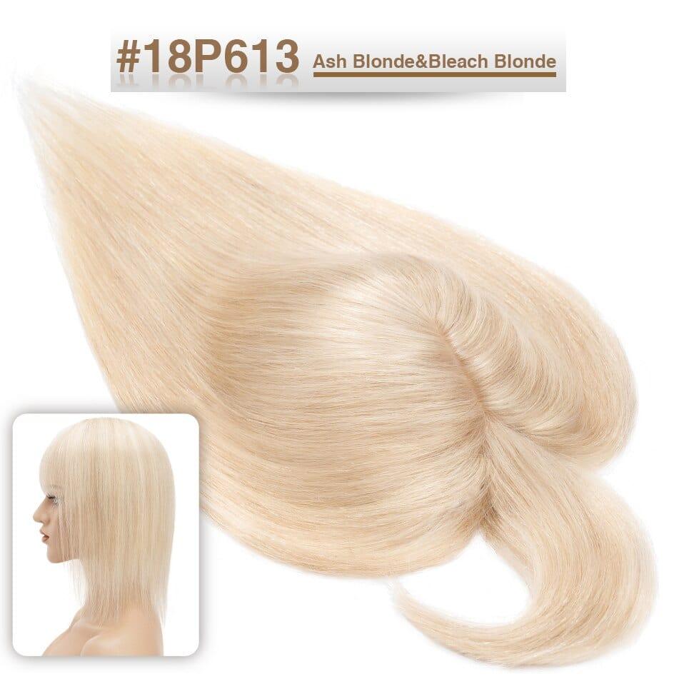 Blonde hair extension with color code #18P613 on a white background