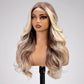 Blonde wig on a mannequin head against a plain background