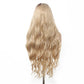 Blonde wig with wavy hair on a white background