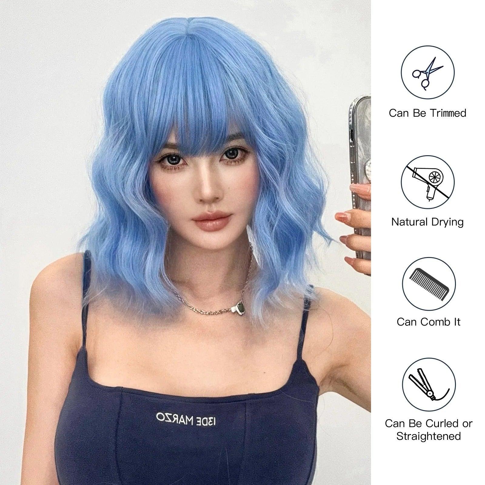 Blue Wig with Bangs