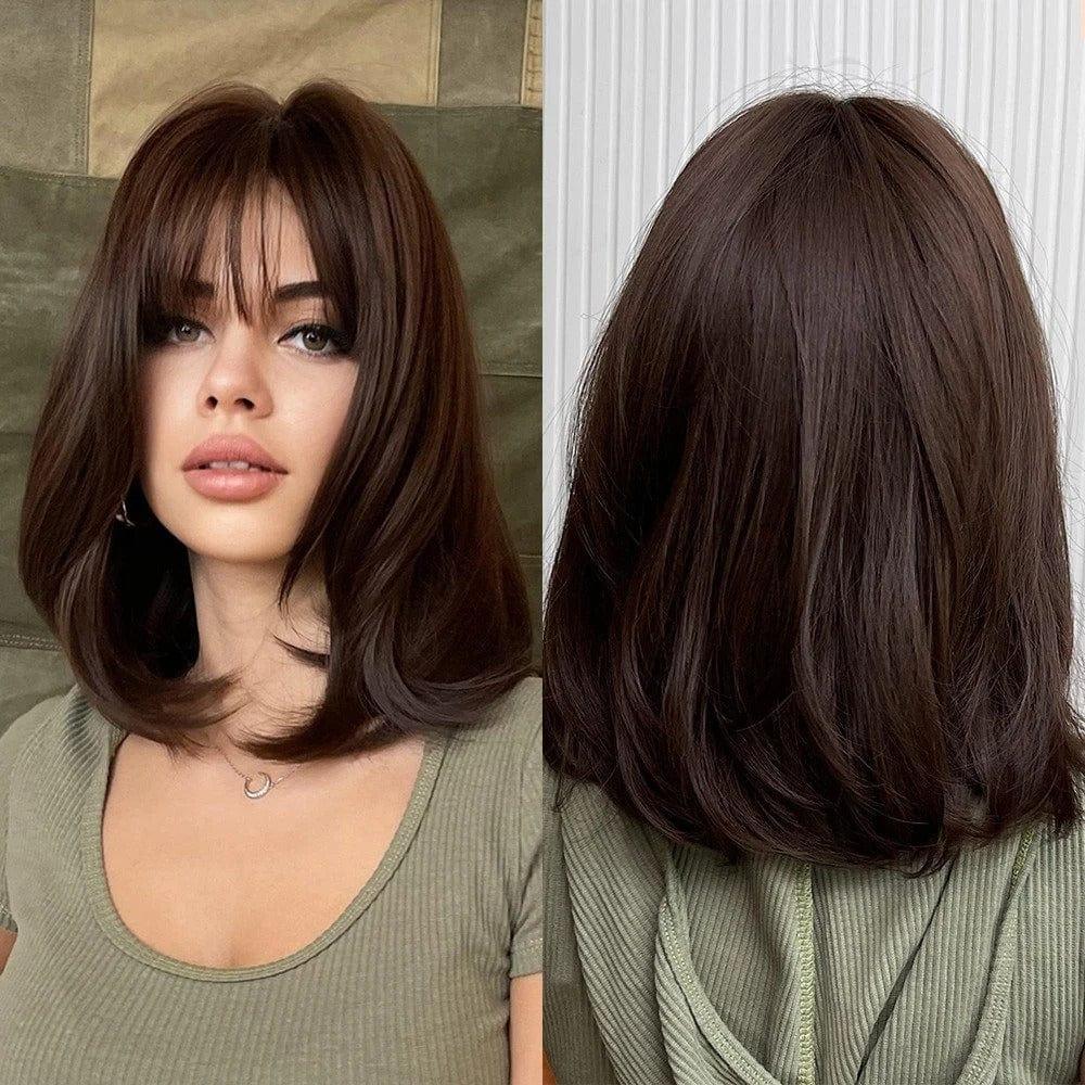 Brown Bob Wig with Bangs