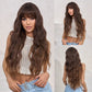 Brown Curly Wig with Bangs