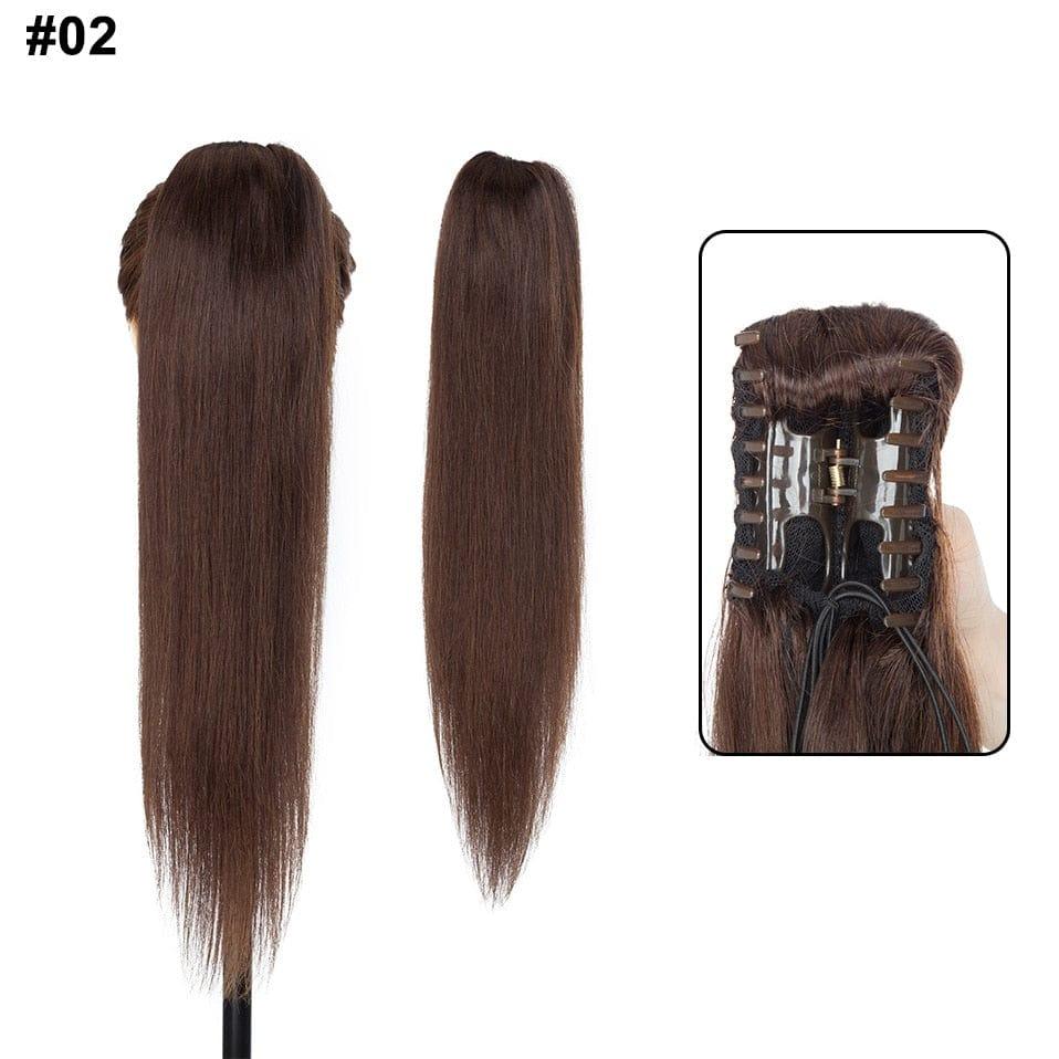 Brown Easy-to-apply ponytail extensions for sleek, full styles