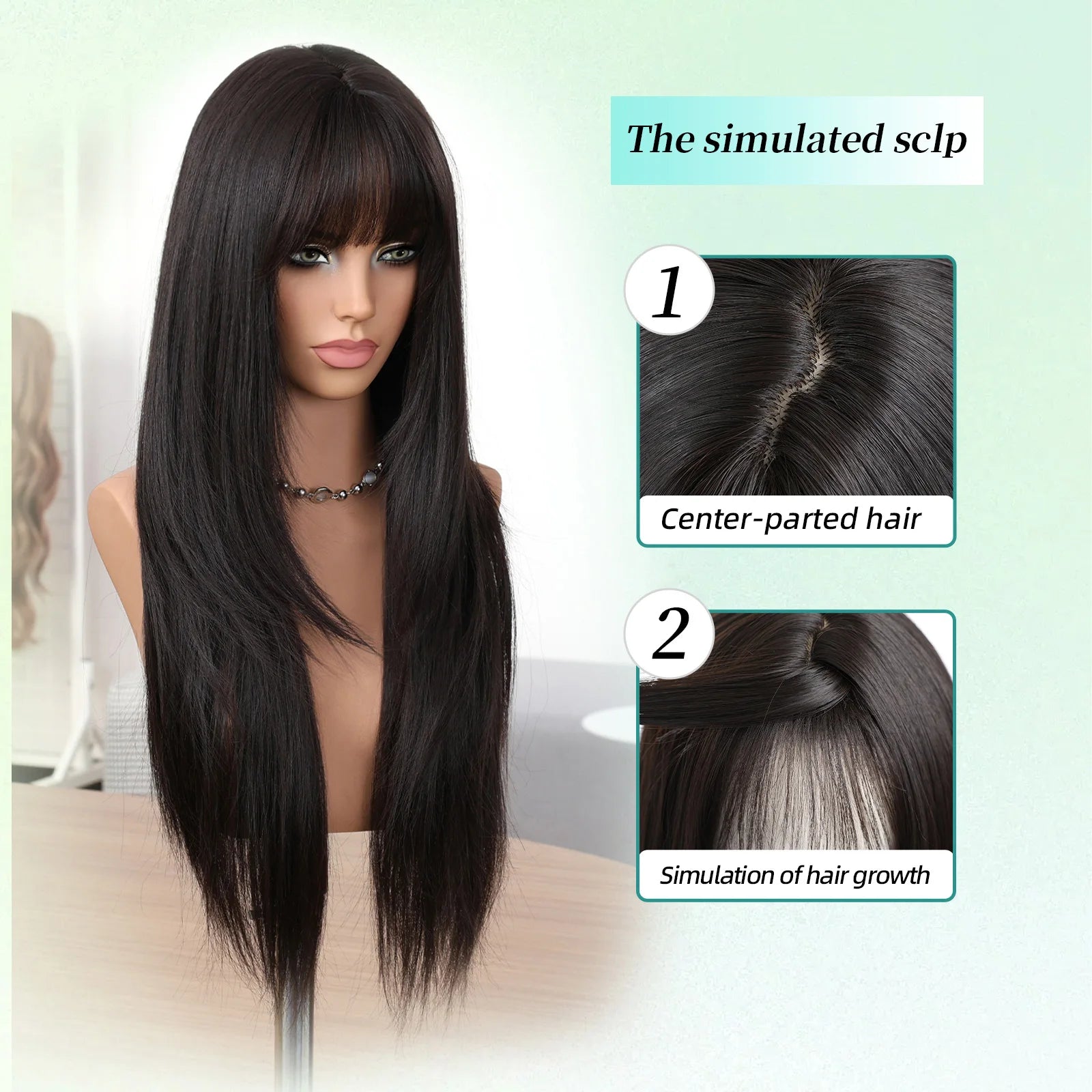 Brown Long Wig Hairline
