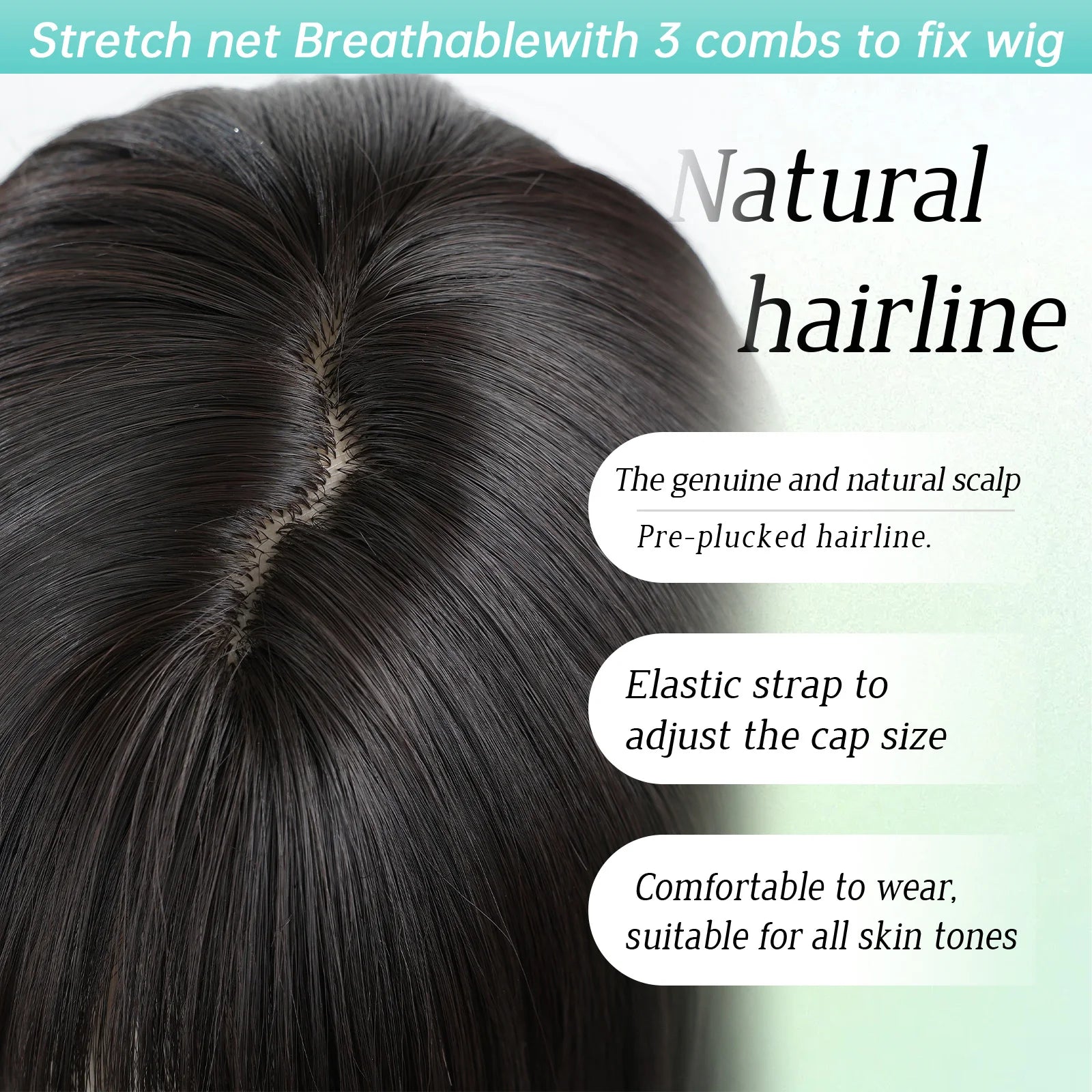Brown Long Wig with Combs