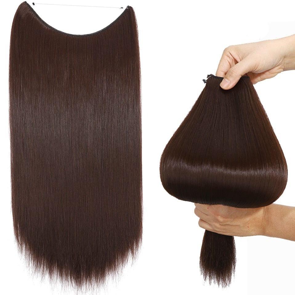 Brown Straight Halo Hair Extensions