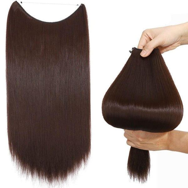 Brown Straight Halo Hair Extensions