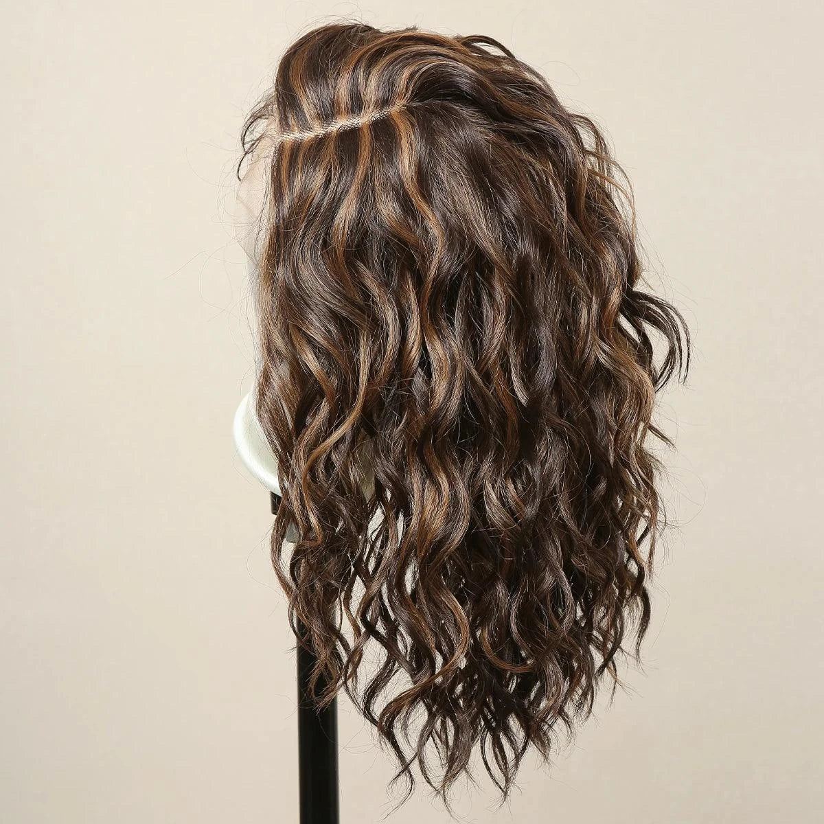 Brown Wavy Highlighted Wig