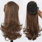 Brown hair large ponytail extension shown from front and back on a white background