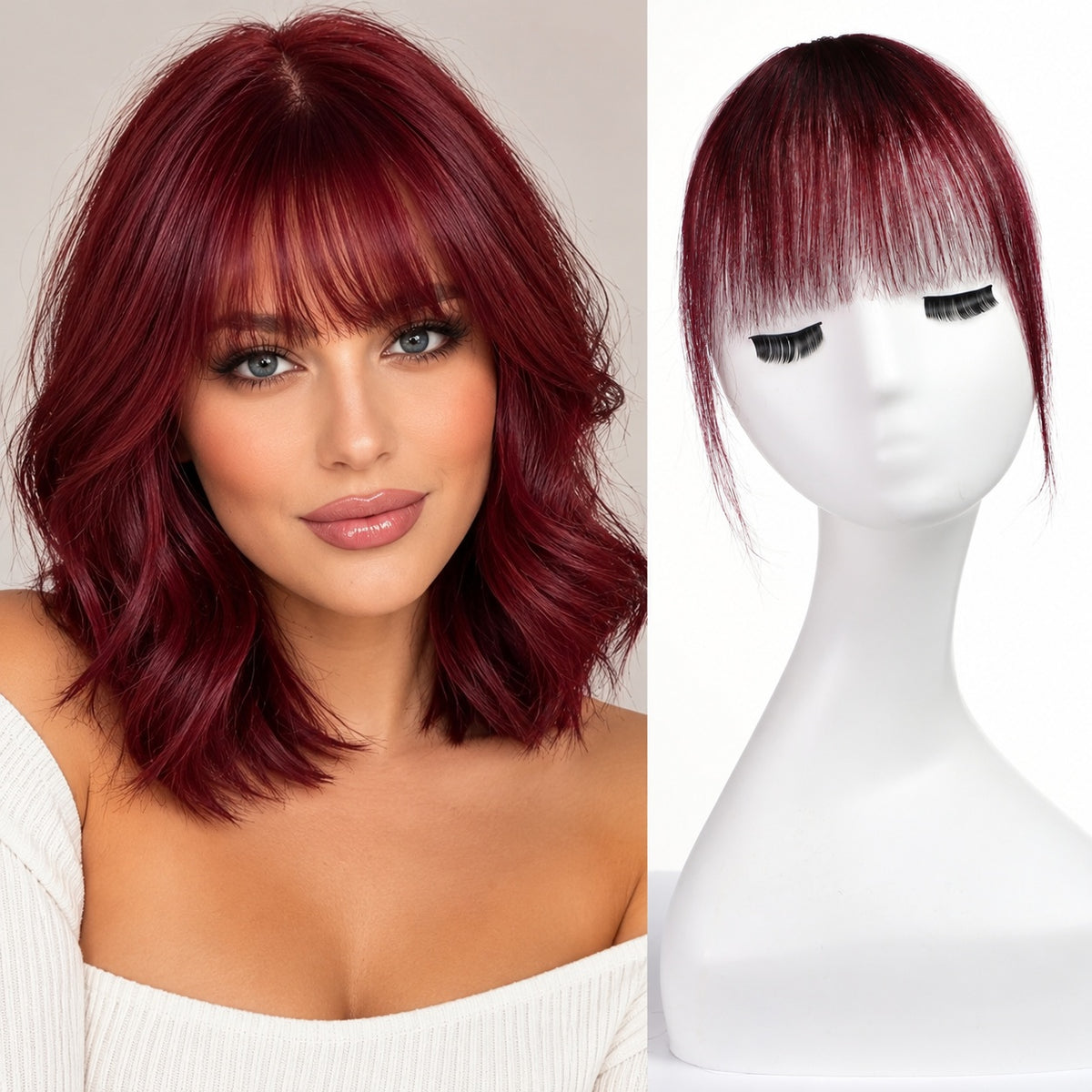 Burgundy Clip In Fringe