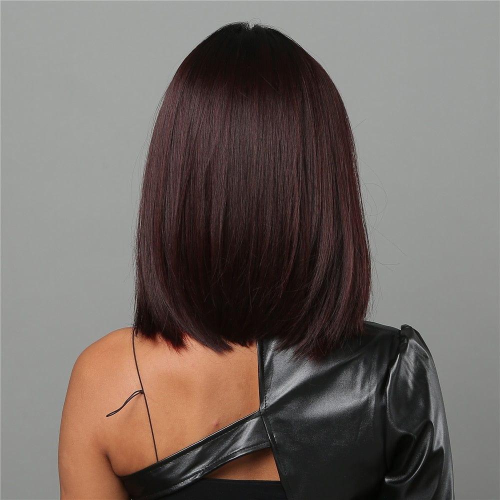 Burgundy Highlights on Wig