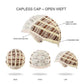 Capless cap with open weft design, showing different angles and features.