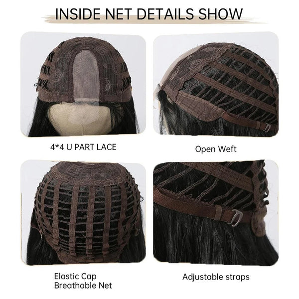 Cherry red and black two-tone wig with middle part – heat resistant