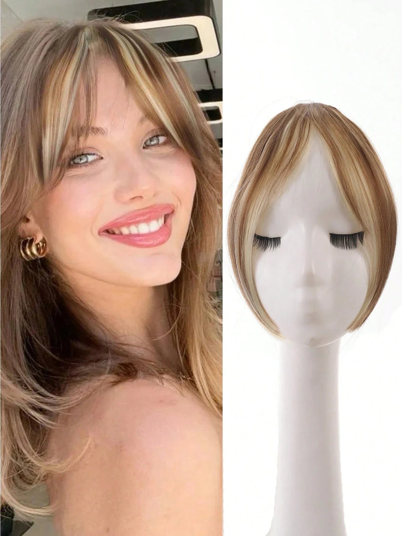 Clip In Bangs Mixed Brown Blonde