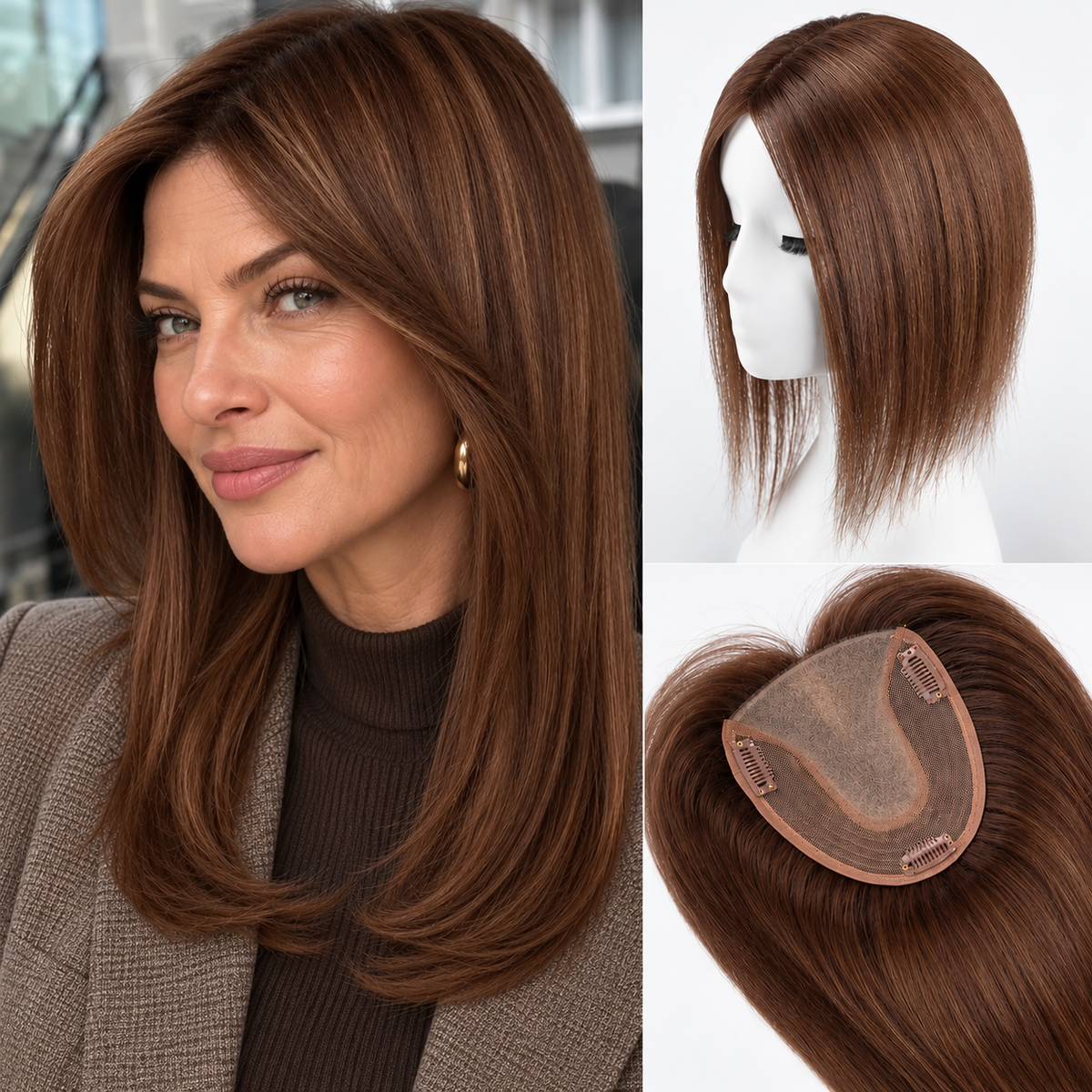 Clip In Hair Toppers UK Medium Brown