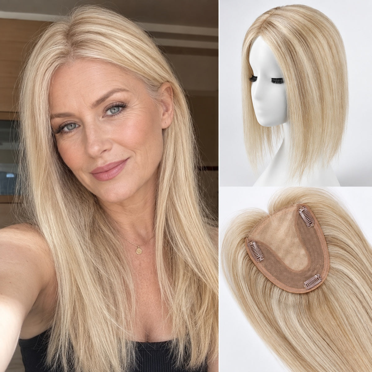 Clip in Hair Toppers UK Mixed Light Blonde