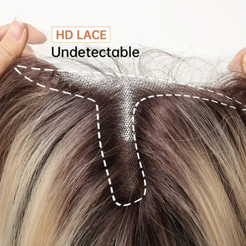 Close-up of Blonde Wig with HD lace and 'Undetectable' text